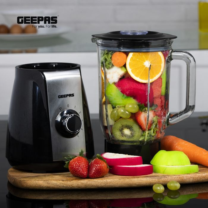 GSB44022UK 600W Glass Jug Food Blender Smoothie Maker | Stainless Steel Cutting Blades, 5 Speed Control With Pulse & 1.5L Glass Jar | Powerful Copper Motor Jug Blender & Ice Crusher