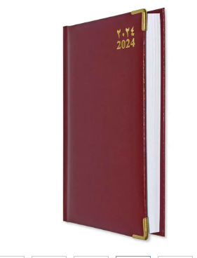 Fis 2024 A5 Diary,Gold Corenrs, (Arabic/English) Vinyl 1Side Padded Maroon -FSDI22AE24MR