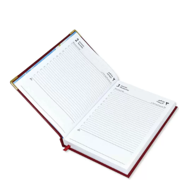 Fis 2024 A5 Diary,Gold Corenrs, (Arabic/English) Vinyl 1Side Padded Maroon -FSDI22AE24MR