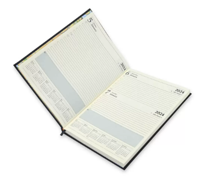 FIS A4 Diary 2024 English (Saturday & Sunday Combined) Black - FSDI48EP24BK