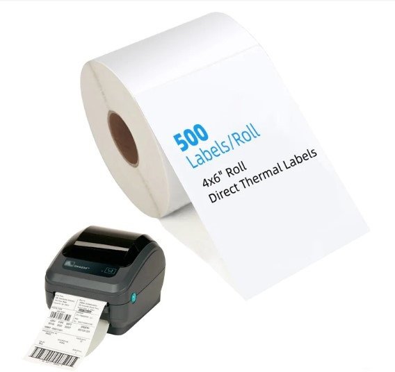Direct Thermal Cargo Labels 100mm x 150mm x 25" core - 500 labels per roll