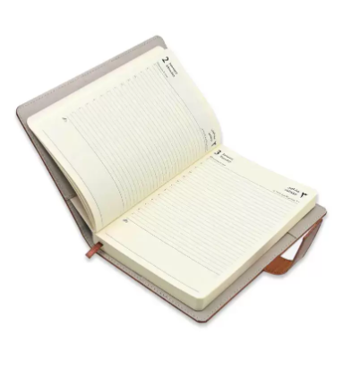 Fis 2023 A5 Diary Arabic English Vinyl Hard Sewn Cover Dark Brown -FSDI80AE23DBR