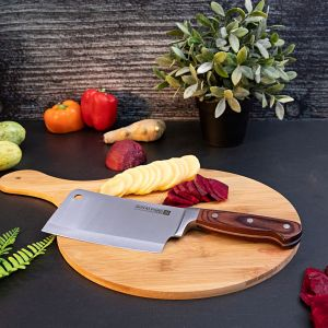 Royalford 6" Cleaver Knife With Wooden Handle - Stainless Steel - Brown