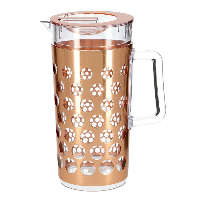 Royalford RF8227 2310 ML Rose Gold Acrylic Water Jug - Multi-Purpose Pitcher, Transparent Leak-Proof Lid With Spill Proof Pouring Spout | Ergonomic Handle & Lead-Free | Ideal For Water, Juice & More