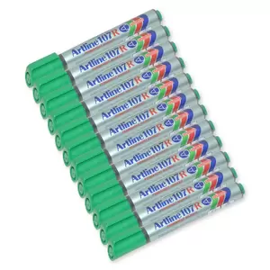 Artline Marker, Ek-107 Pack of 12, 1.5mm, Bullet, Green - ARMK107GR