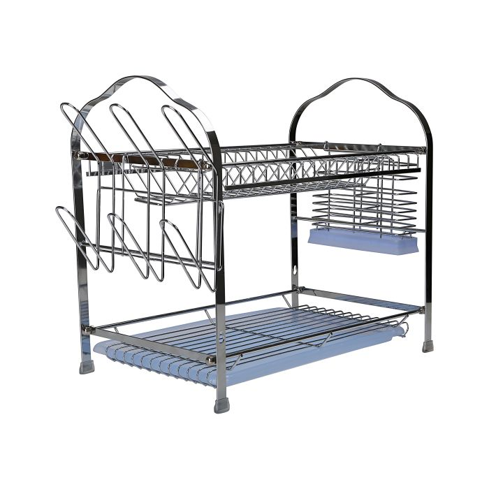 Wall Hanging Dish Rack, 2-Tier Dish Drainer, RF2563 | Draining Board With Removable Tray | Utensil Holder | Compact & Easy To Assemble Organization Shelf