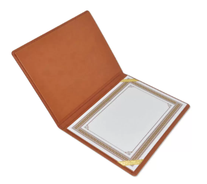 FIS A4 Certificate Folder Italian PU 1-Side Padded Cover, Brown - FSCLCHPUBRD5