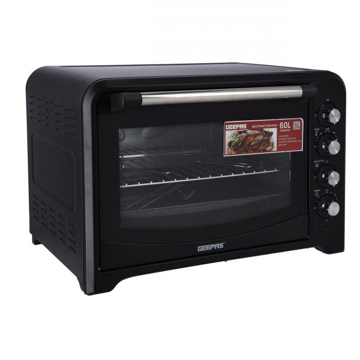 Geepas GO34018 Electric Oven with Convection and Rotisserie, 60 Liter Capacity, Black