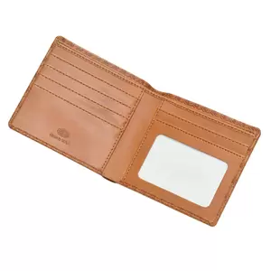 FIS Italian PU Bifold Design Wallets Polyurethane For Men, ID Card Window, 6 Card Slots, 2 Sideways Pockets, Divided Bill Compartments, Brown Colour, Closed Size 100 x 105 mm - FSPQBRD3