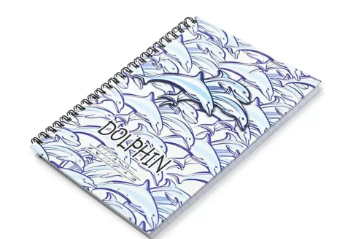 FIS Pack Of 5 Spiral Hard Cover Notebook, 96 Sheets A5 Dolphin Design 2 -FSNBSHCA596-DOL2