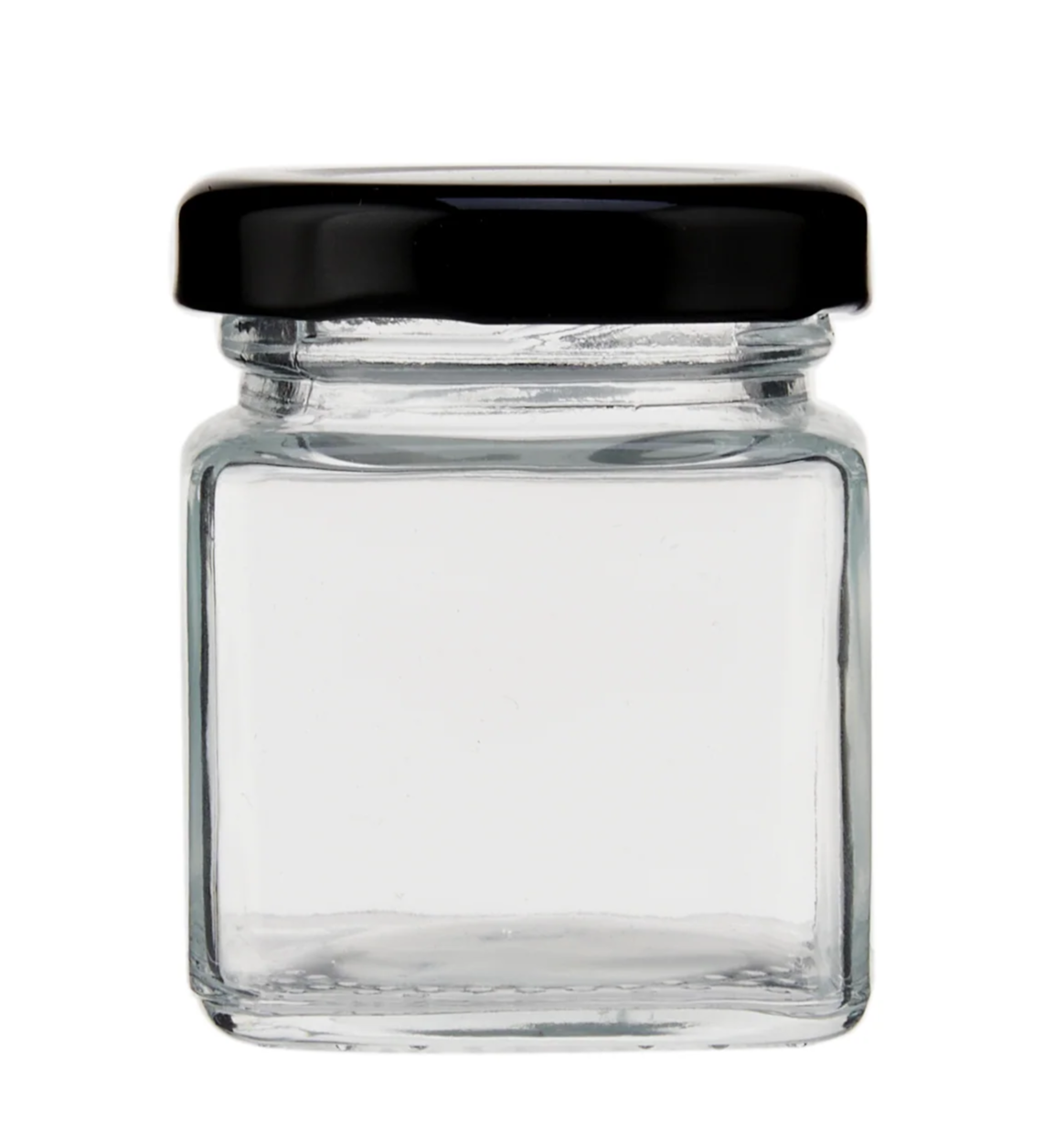 Square Glass Jar Black Lid 50 Ml