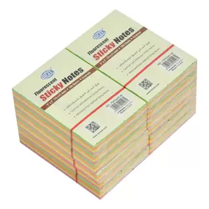 FIS Sticky Note, 4 Assorted Fluorescent Colours, Size 3 x 2 Inch, 100 Sheets, Quantity per Pack 12 - FSPO324C100