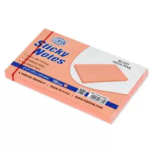 FIS Sticky Note Pad, 3X5 inches, Pack of 12, Ruled Neon Pink -FSPO3X5RNPI