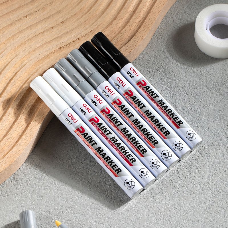 Deli EU500 Paint Marker, 2mm Bullet Tip Silver (12Pcs/Pack)