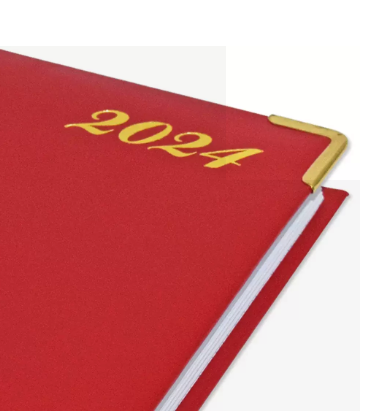 Fis 2024 A5 Diary,Gold Corners,English Vinyl 1Side Padded Red -FSDI22E24RE
