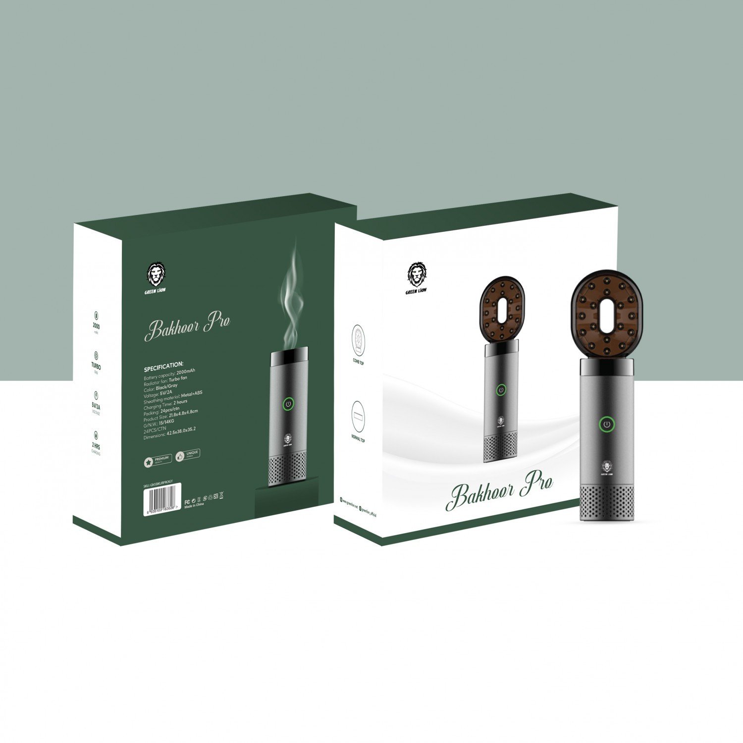 Green Bakhoor Pro Better Comb Incense Burner 2000mAh - Gray