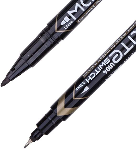 Deli Permanent Marker Double Tips, 12 pieces of  Pack , Black