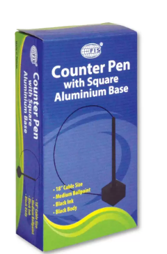 FIS Counter Pen With Square Aluminium Base, Black Color - FSBP-02