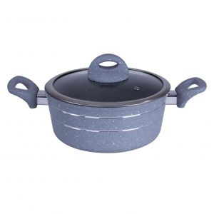 Royalford 22Cm Smart Casserole With Glass Lid - Granite - Blue