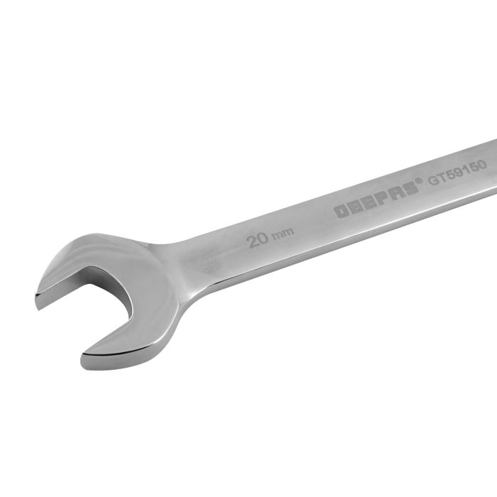Geepas 20mm Gear Wrench With Plastic Hanger - Part Ring/Open-Ended Spanner With Ratchet Function | CRV, Mirror Finish | Ideal For Mechanic, Plumbers, Carpenter, DIYers And More