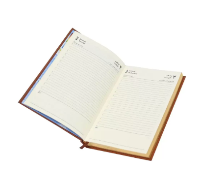 FIS Golden A5 Diary 2024 (Arabic/English) Brown - FSDI26AEG24BR