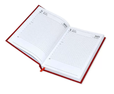 Fis 2023 A5 Diary,Vinyl, English Hard Cover Red -FSDI21E23RE