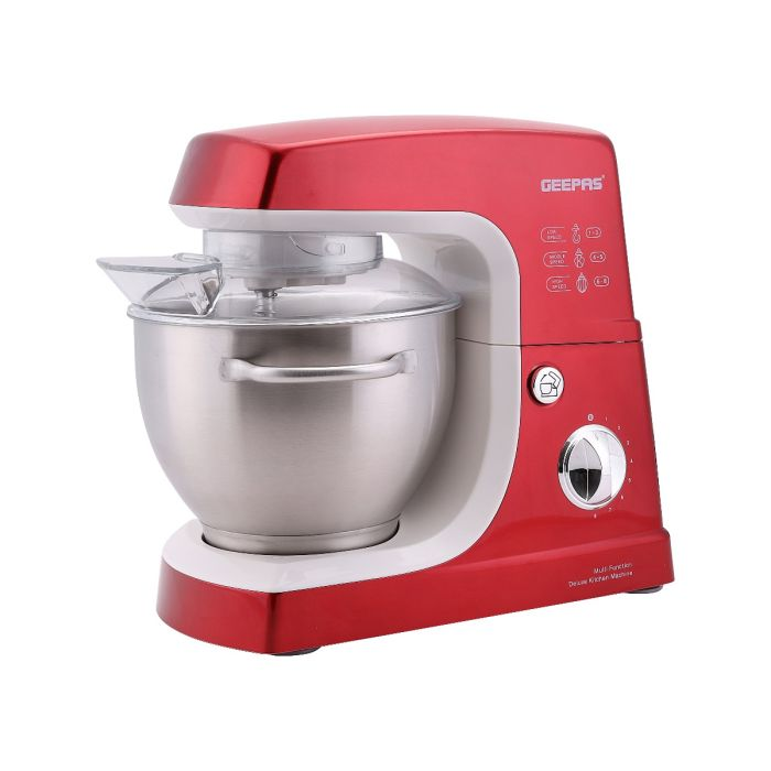3 In 1 600W Mixer Blender - 8 Level Speed, Stainless Steel Bowl, Splash Guard | Comes With K-Beater / Whisk / Dough Hook | Auto Shut Off | Perfect For Batter, Knead & More | 2 Years Warranty