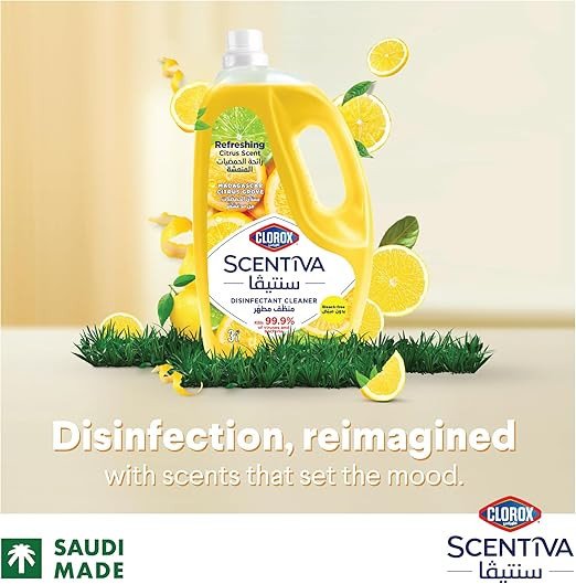 Clorox Scentiva Disinfectant Floor Cleaner 3L, Madagascar Citrus Grove, Kills 99.9% of Viruses and Bacteria, Bleach Free