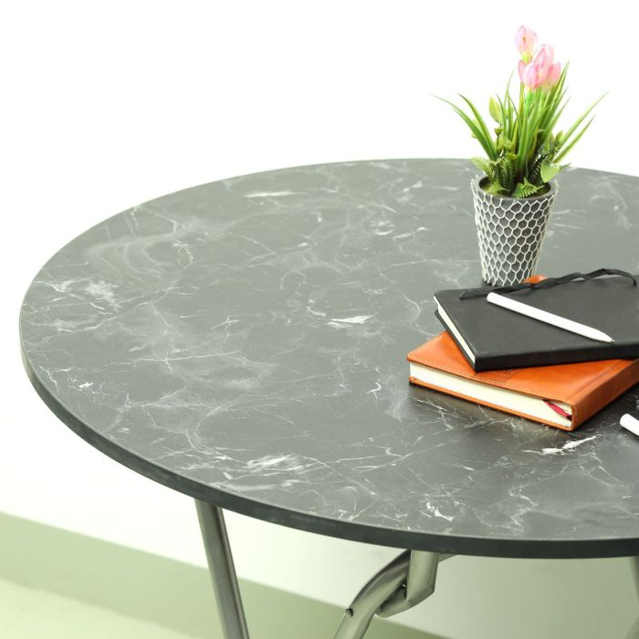 Round Table, 90cm Marble Design Portable Table, RF10989 | Round Kitchen Dining Table | Modern Small Coffee Table Living Room Accent Table With Metal Legs