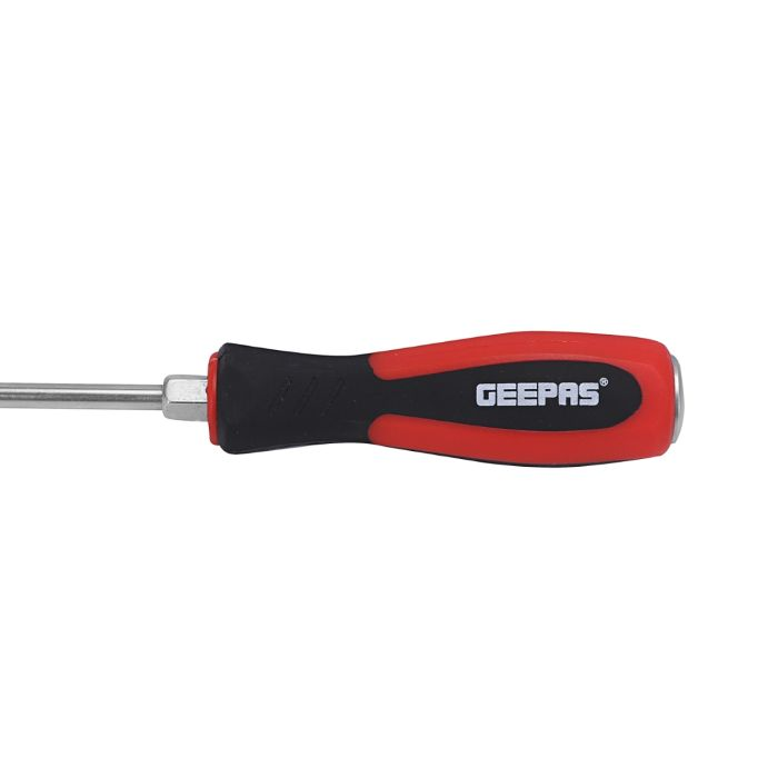 Geepas Precision Screwdriver - Slotted Screwdriver With Soft Grip Rubber Insulated Ergonomic Handle - CR-V Build, Magnetic Tip And Hanging Hole For Easy Carry - Bicolored Red/Black - (6.5x250mm)
