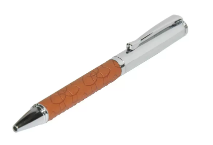 FIS Silver Pens with Embossed Italian PU Wrapper and Gift Box, Brown Colour - FSPNSPUBRD5