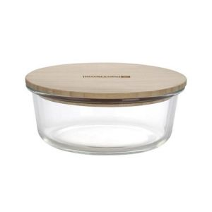 Royalford Round Glass Food Container With Lid - Plastic - Clear - RF10326