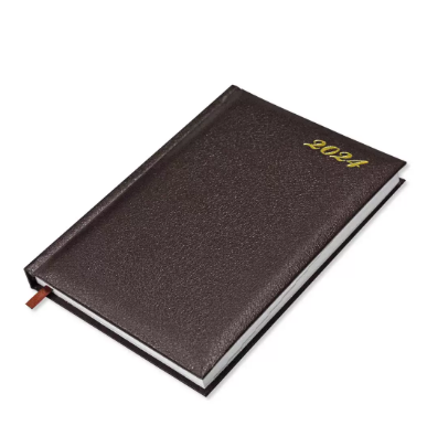 FIS 2024 International Diary A5 7-Languages Vinyl 1-Side Padded Chocolate - FSDI136-7V24CH