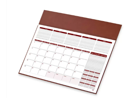 FIS Year Planner 2024 (English/French) Vinyl Desk Blotter, Brown - FSDKVIEF24BR