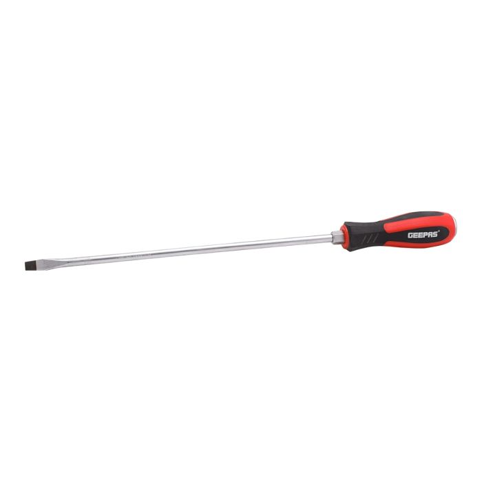 Geepas Precision Screwdriver - Slotted Screwdriver With Soft Grip Rubber Insulated Ergonomic Handle - CR-V Build, Magnetic Tip And Hanging Hole For Easy Carry - Bicolored Red/Black - (SL 8x300mm)