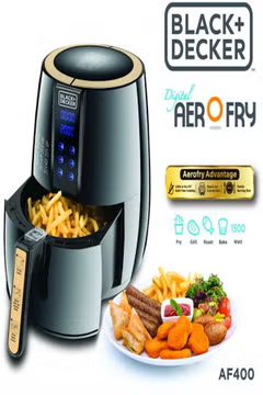 & Black Decker ,4 Liter Digital Air Fryer , 4 L 1500 W Af400-B5 ,Black