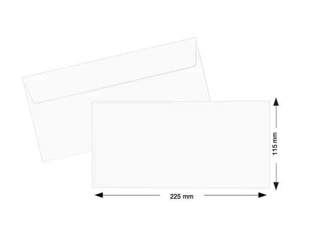 Hispapel White Envelope 115 x 225mm, 90gsm 500pcs-box