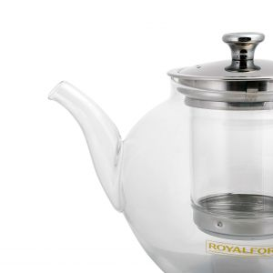 Royalford 1200 Ml Glass Tea Pot With Strainer - Glass - Clear