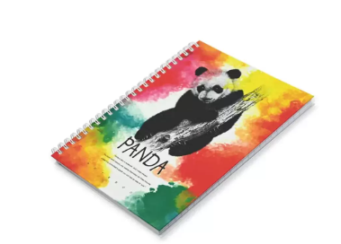 FIS Pack Of 5 Spiral Hard Cover Notebook, 96 Sheets A5 Panda Design 3 -FSNBSHCA596-PAN3