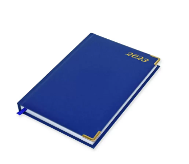 FIS 2023 International Diary A5 7-Languages Vinyl Gold Corner 1-Side Padded Blue - FSDI136-7G23BL