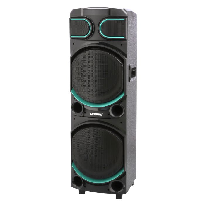 Rechargeable Professional Speaker, LED Lights, GMS11170 | USB/ FM/ TF Card, Bluetooth/ TWS | 12V/7A Lead-Acid Battery | UHF MIC | Remote Control | 80000W PMPO