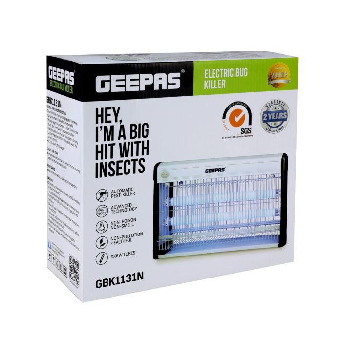 Geepas Fly And Insect Killer | Powerful Fly Zapper 12W UV Light | Professional Electric Bug Zapper, Insect Killer, Fly Killer, Wasp Killer | Insect Killing Mesh Grid, With Detachable Hang| 2 Year Warr