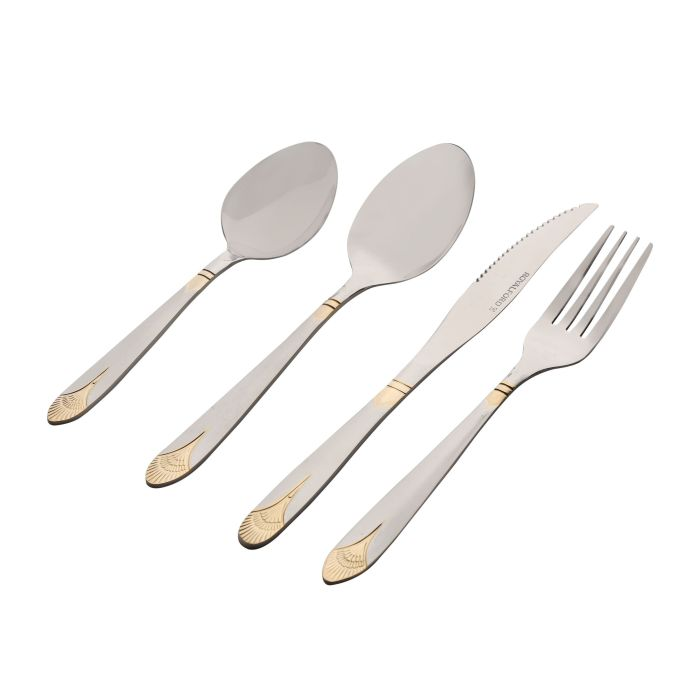 Royal Cutlery Set, 24 Pcs, Stainless Steel Spoon, RF10314 | Cutlery Set For 6 People | Spoon, Knife And Fork Sets | Ideal For Home/ Party/ Restaurant | Mirror Polished, Dishwasher Safe