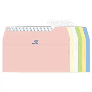 FIS Laid Paper Envelopes Peel & Seal, Pack of 25 Pcs. 6 Assorted Colors, DL (110 x 220 mm) Size, 100 GSM - FSEE1043PB625