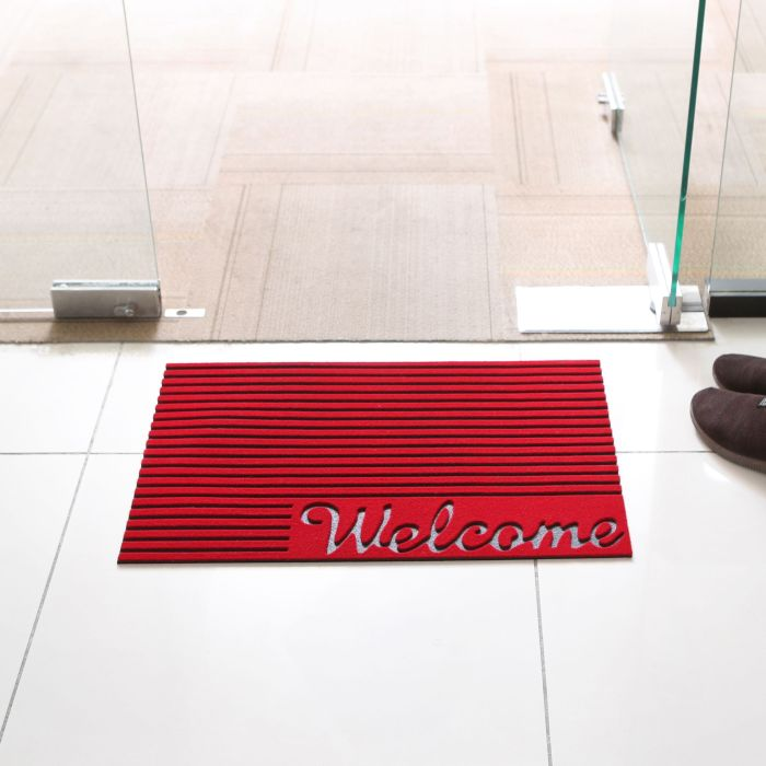 Royalford Rubber Mat 43.18*66.04Cm - Home, Shop Outdoor Rubber Entrance Mats Anti Fatigue None Slip Indoor Safety Flooring Drainage Door Mat | Ideal For Home, Office, Garage & More (Red)