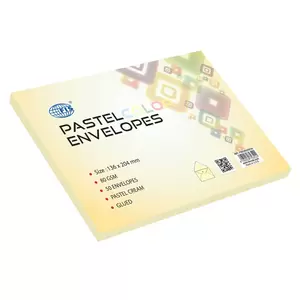 FIS Pack of 50 FIS Pastel Color Envelopes, 80 GSM, Size 136 X 204mm, Glued, Color Cream
