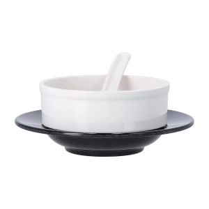 Royalford 12 Pcs Soup Bowls Set - Glass - Black and White - 079 Kilograms