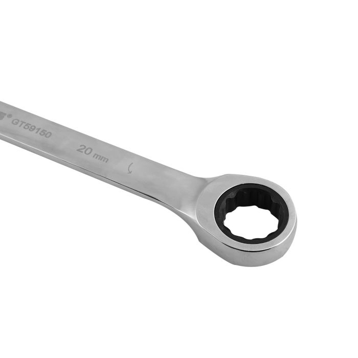 Geepas 20mm Gear Wrench With Plastic Hanger - Part Ring/Open-Ended Spanner With Ratchet Function | CRV, Mirror Finish | Ideal For Mechanic, Plumbers, Carpenter, DIYers And More