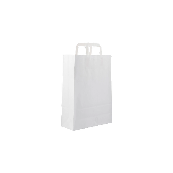 White Flat Handle Paper Bag 26x10x36 Cm 250Pieces