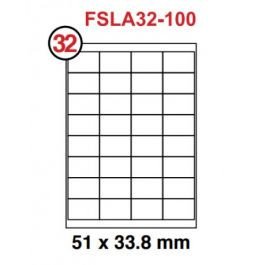 FIS Multipurpose Laser Labels, Colour White, Size 51X33.8MM, (32 Sticker x 100 Sheet) A4 Size, E.U. Origin Material - FSLA32-100